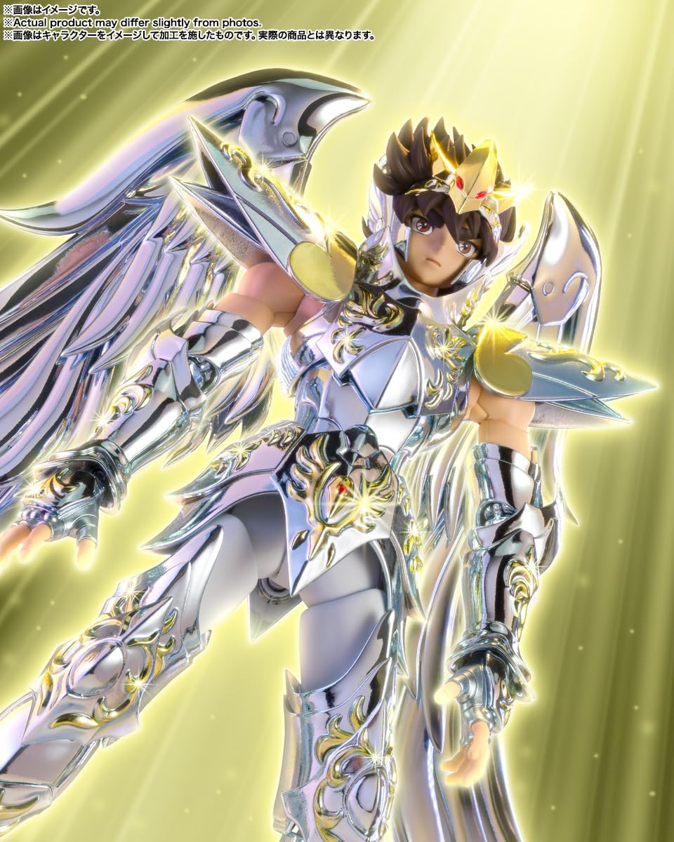 Visuel promotionnel de Seiya en armure divine, entouré de lumière