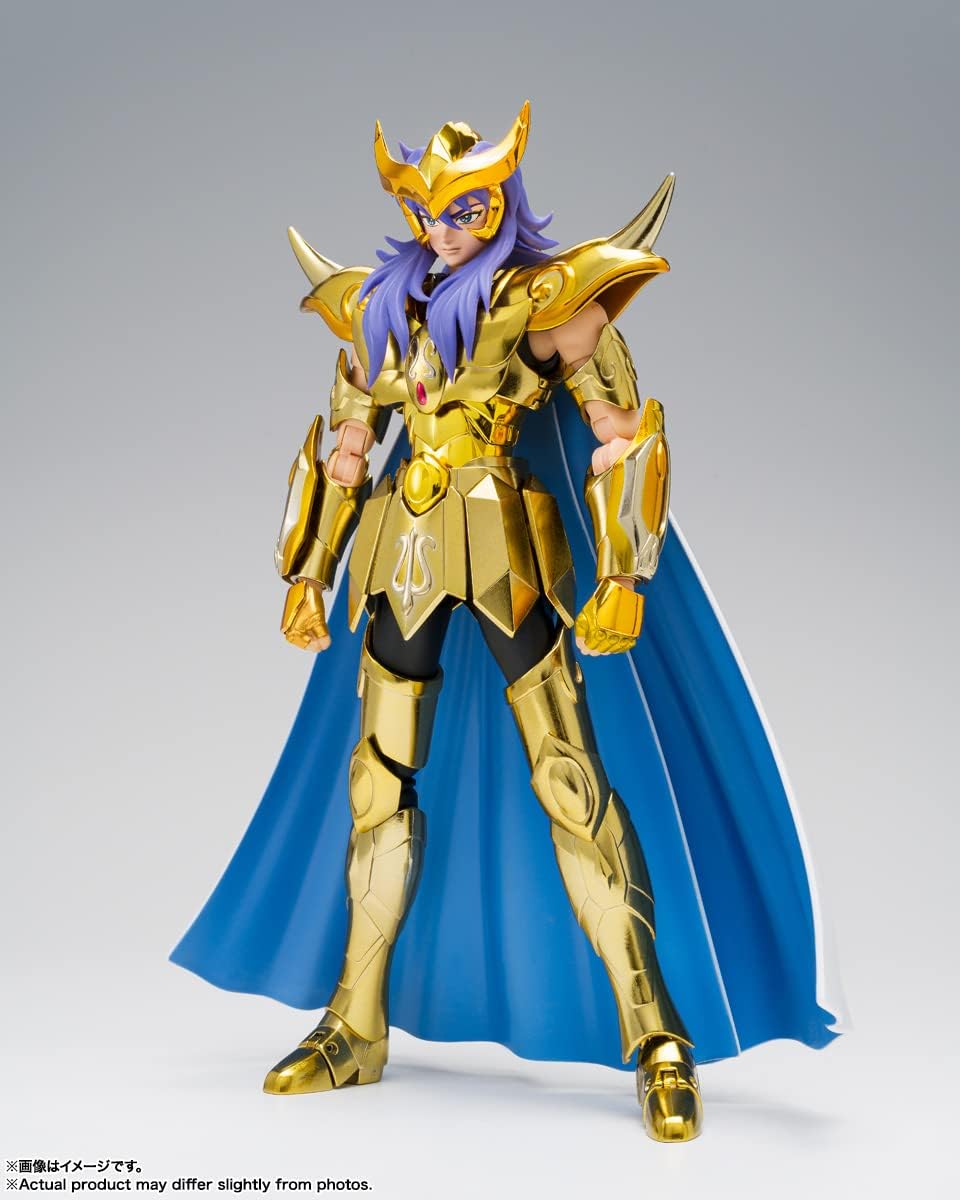 Milo du Scorpion en armure dor et cape bleue, vu de face