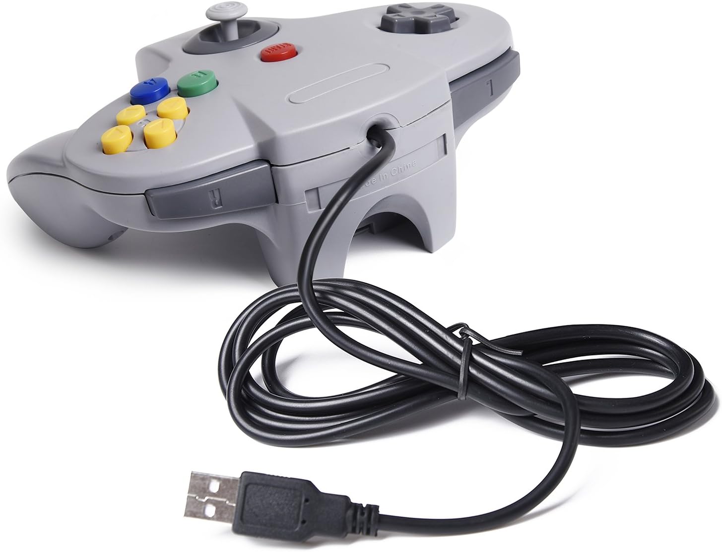 Manette N64 USB miadore vue de dessous, avec son câble