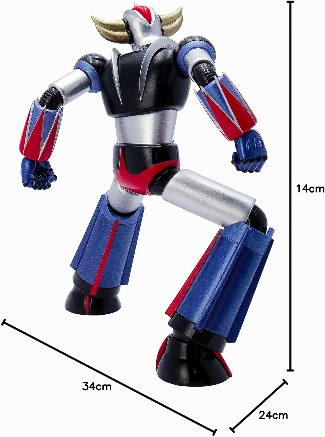 Goldorak Abystyle seul, sans sa soucoupe, avec des repères de dimensions
