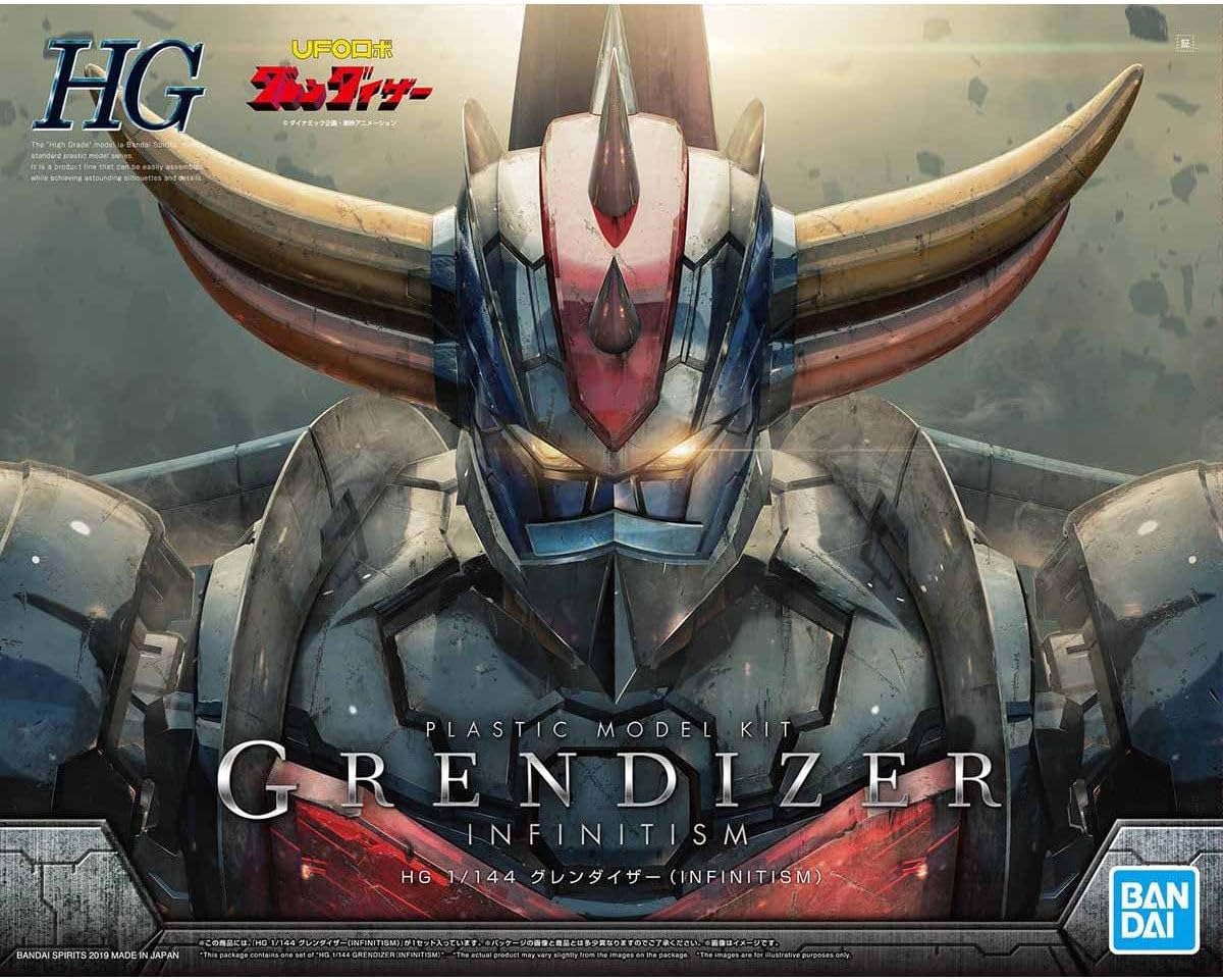 Boîte de la maquette Bandai HG Grendizer Infinitism, illustrée du visage de Goldorak