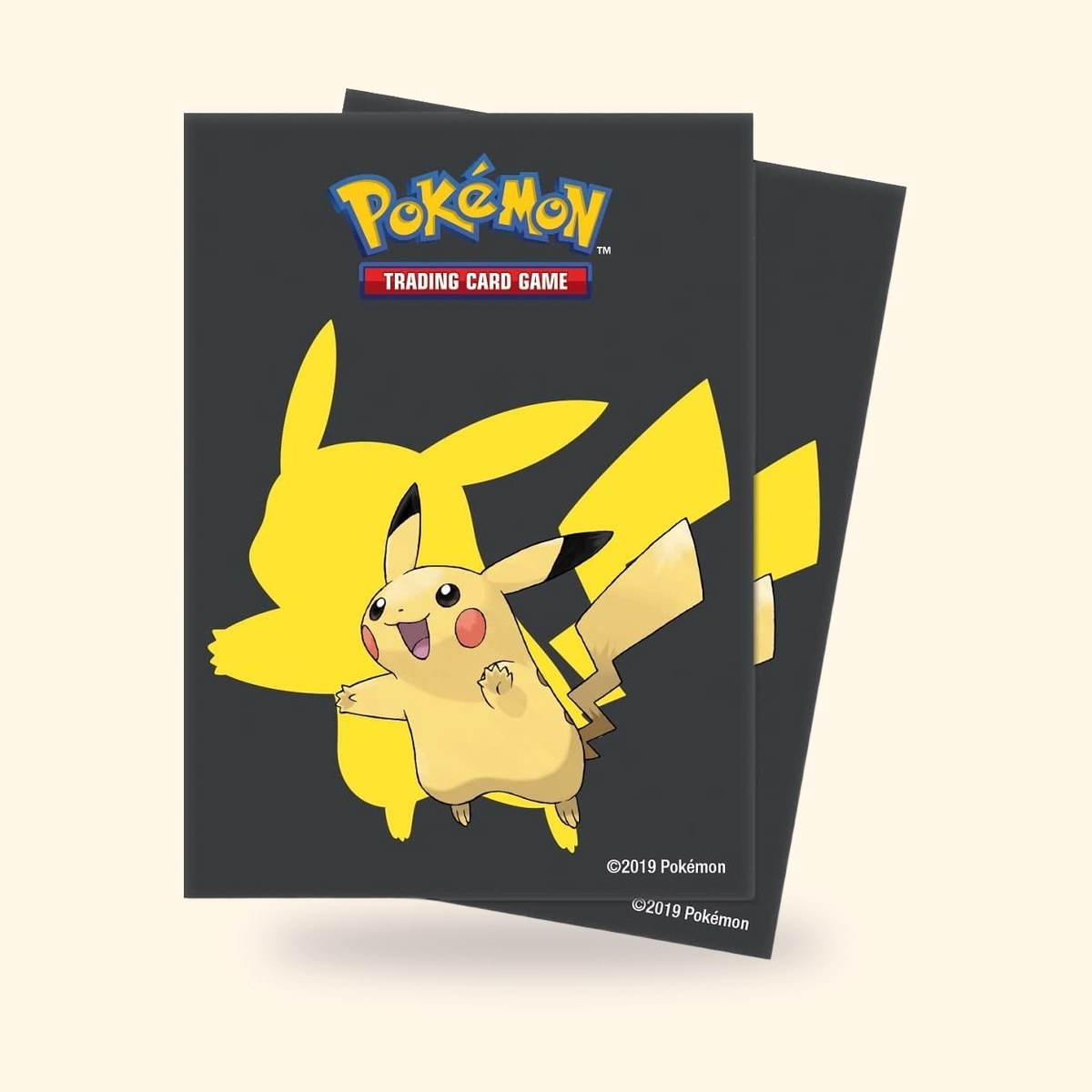 Sleeves Pokémon Pikachu Ultra Pro au dos noir et jaune sur fond crème