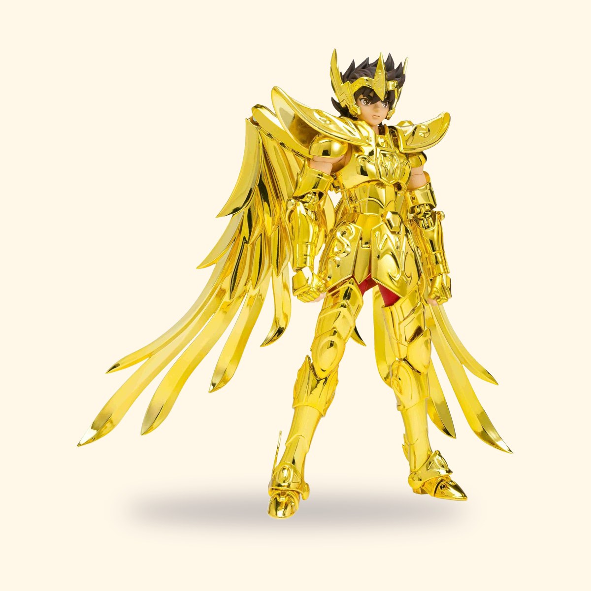 Figurine Myth Cloth EX de Seiya en armure d'or du Sagittaire sur fond crème