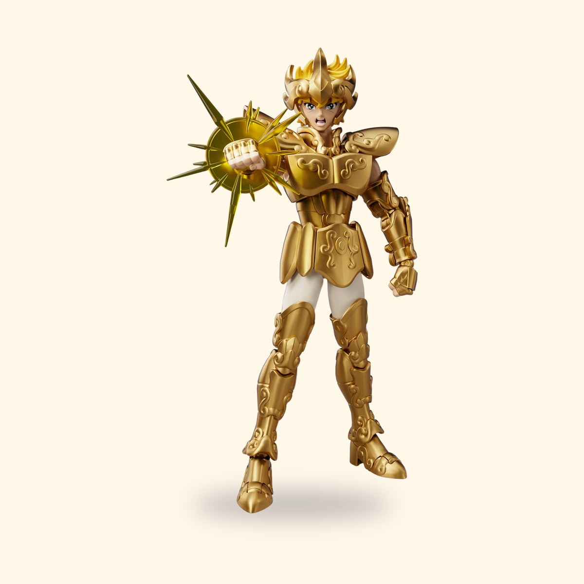 Figurine Blokees dAiolia du Lion avec son effet lumineux sur fond crème