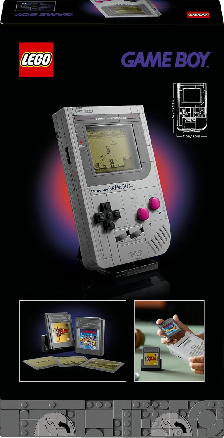 Dos de la boîte du set LEGO Game Boy 72046, avec des photos du modèle