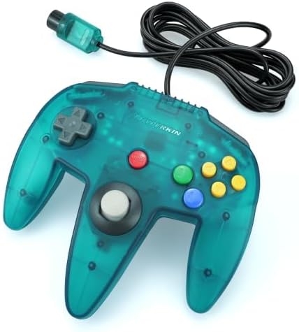 Manette Hyperkin Captain turquoise et son long câble enroulé