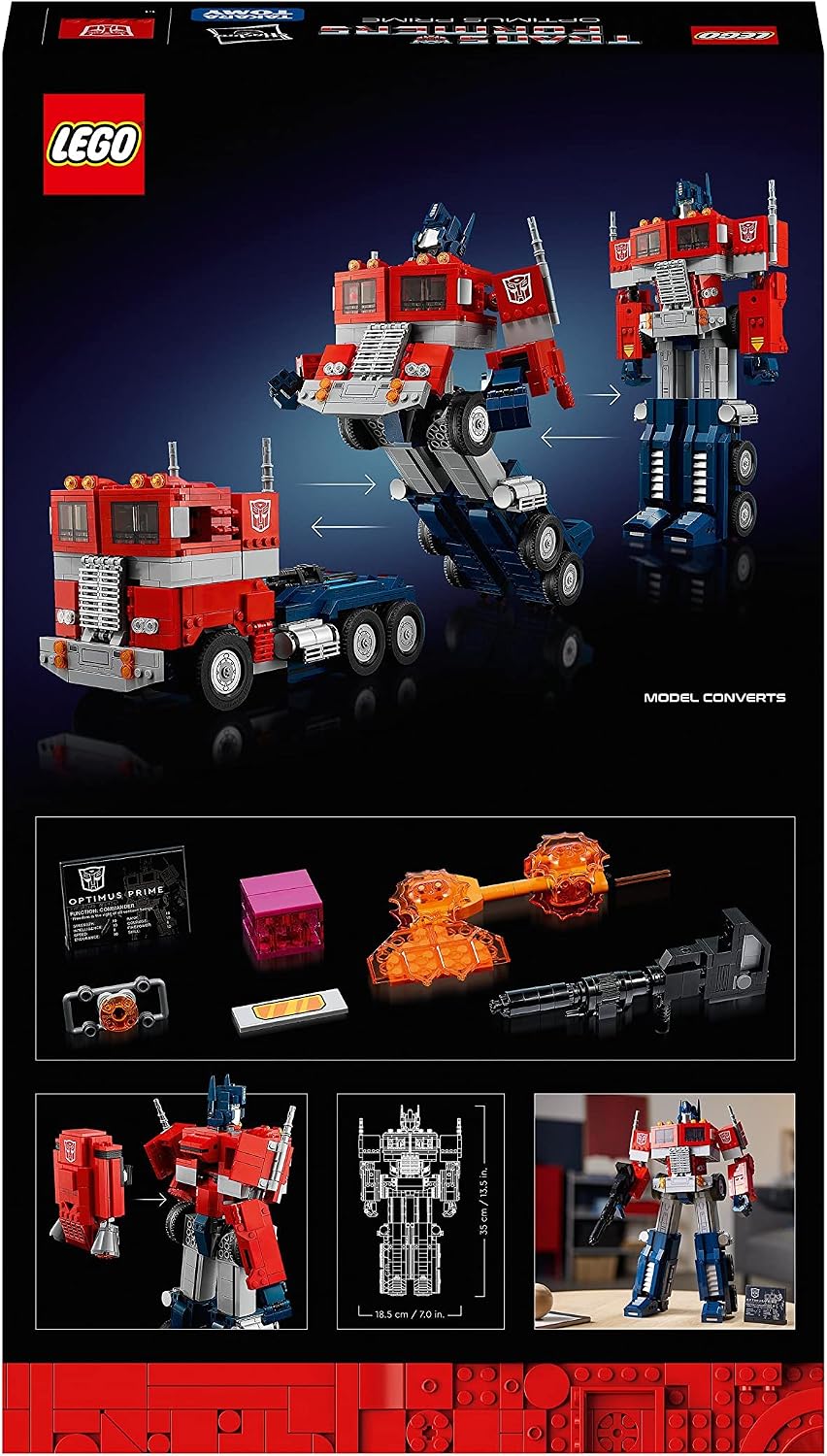 Dos de la boîte du LEGO Icons Optimus Prime 10302