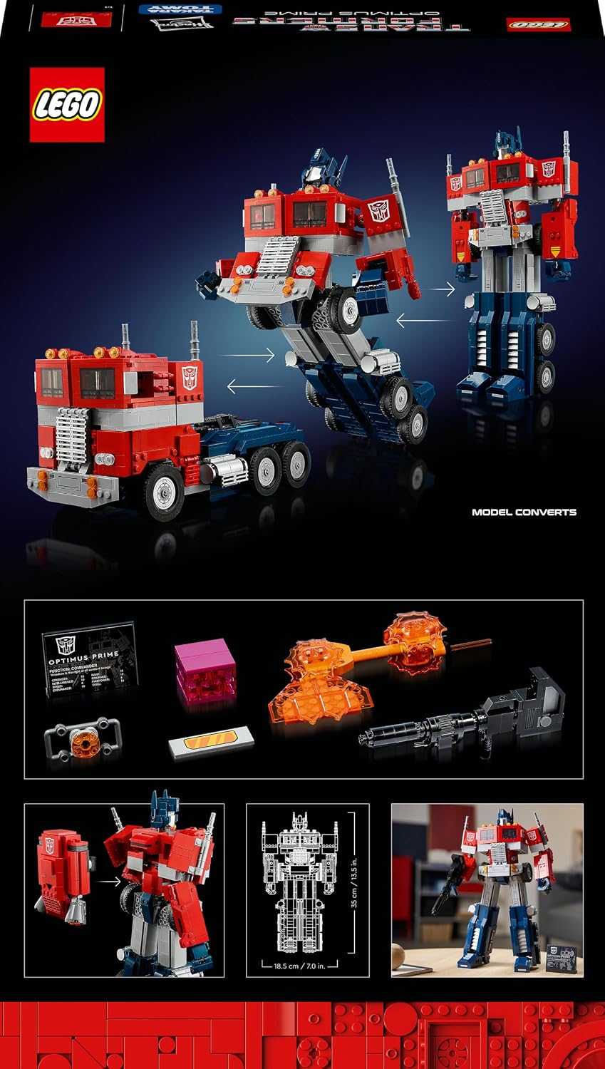 Dos de la boîte du LEGO Icons Optimus Prime 10302, seconde vue