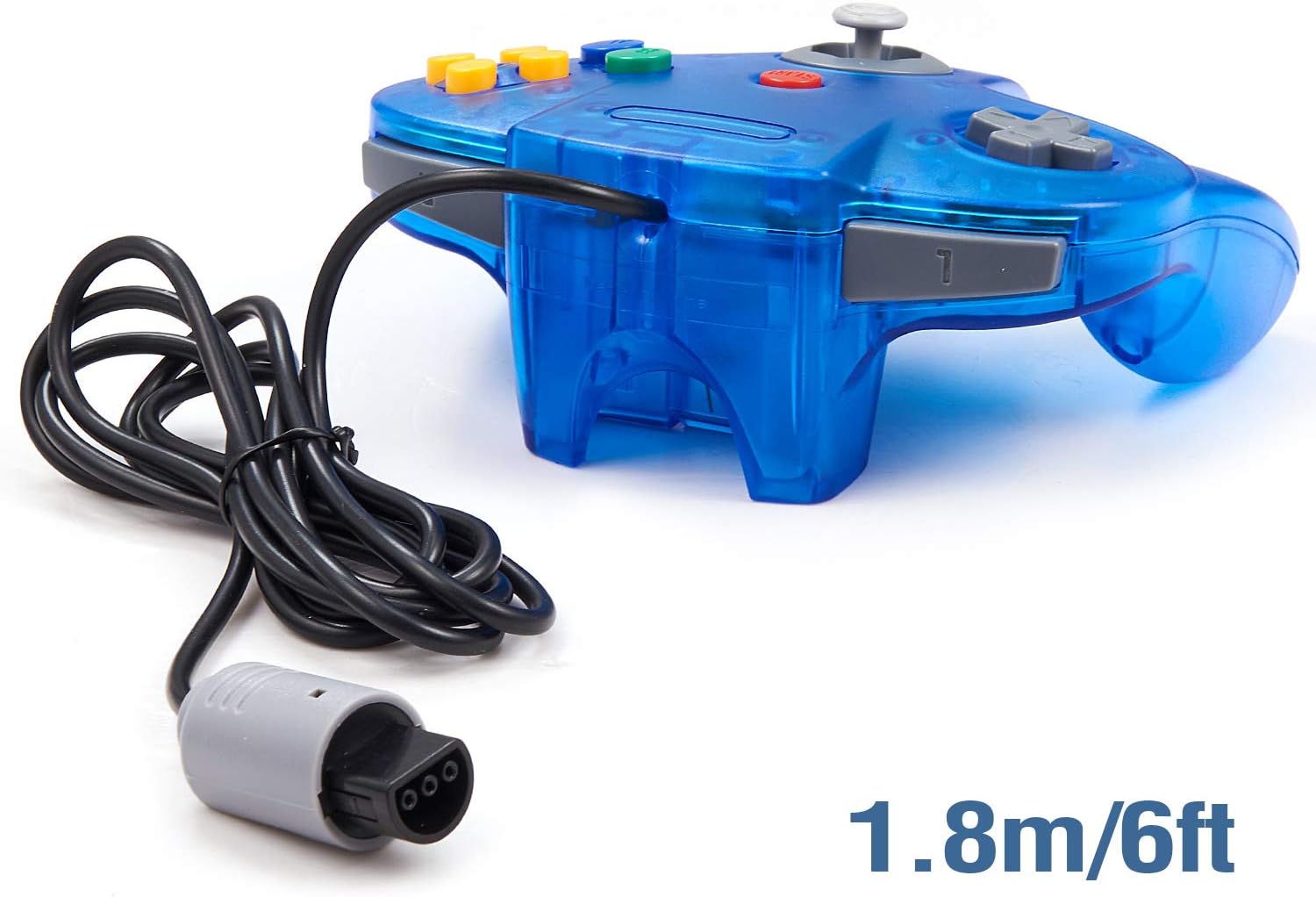 Manette miadore bleue translucide et son câble de 1,8 m