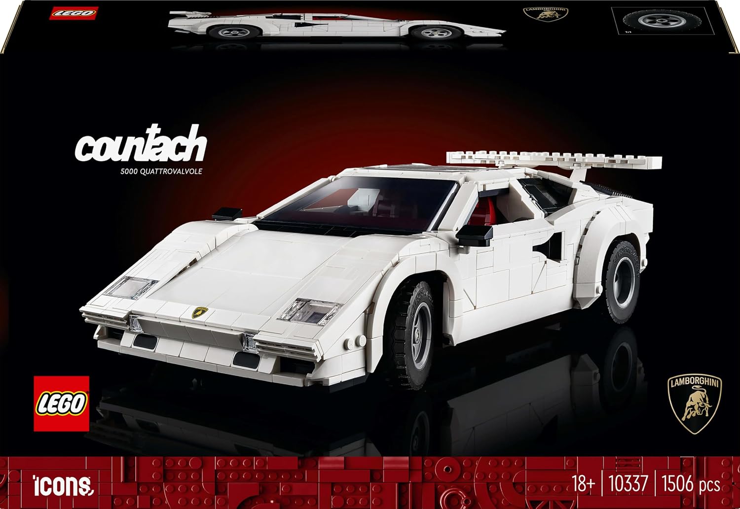 Face avant de la boîte du LEGO Icons Countach 10337