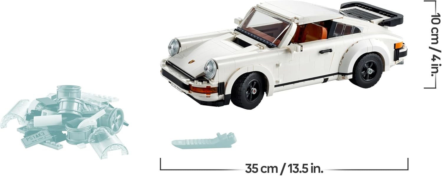 Schéma des dimensions de la 911 Turbo : 10 cm de haut et 35 cm de long
