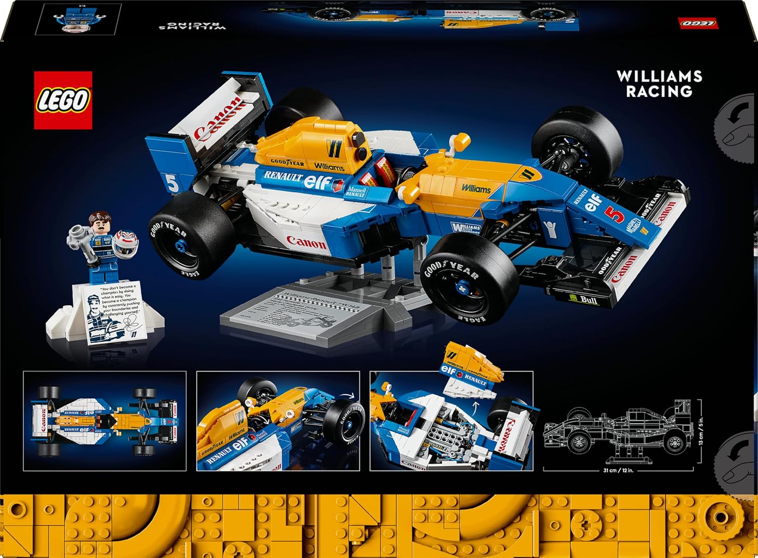 Dos de la boîte du LEGO Icons Williams FW14B 10353