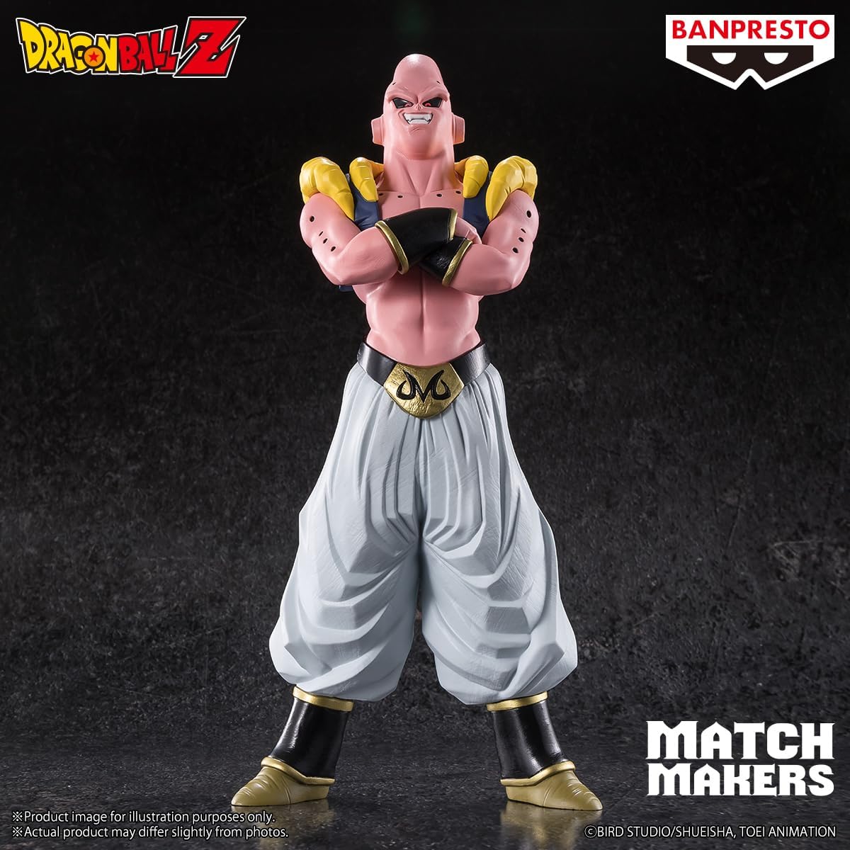 Visuel Banpresto Match Makers : Majin Buu de face, bras croisés, sur fond sombre