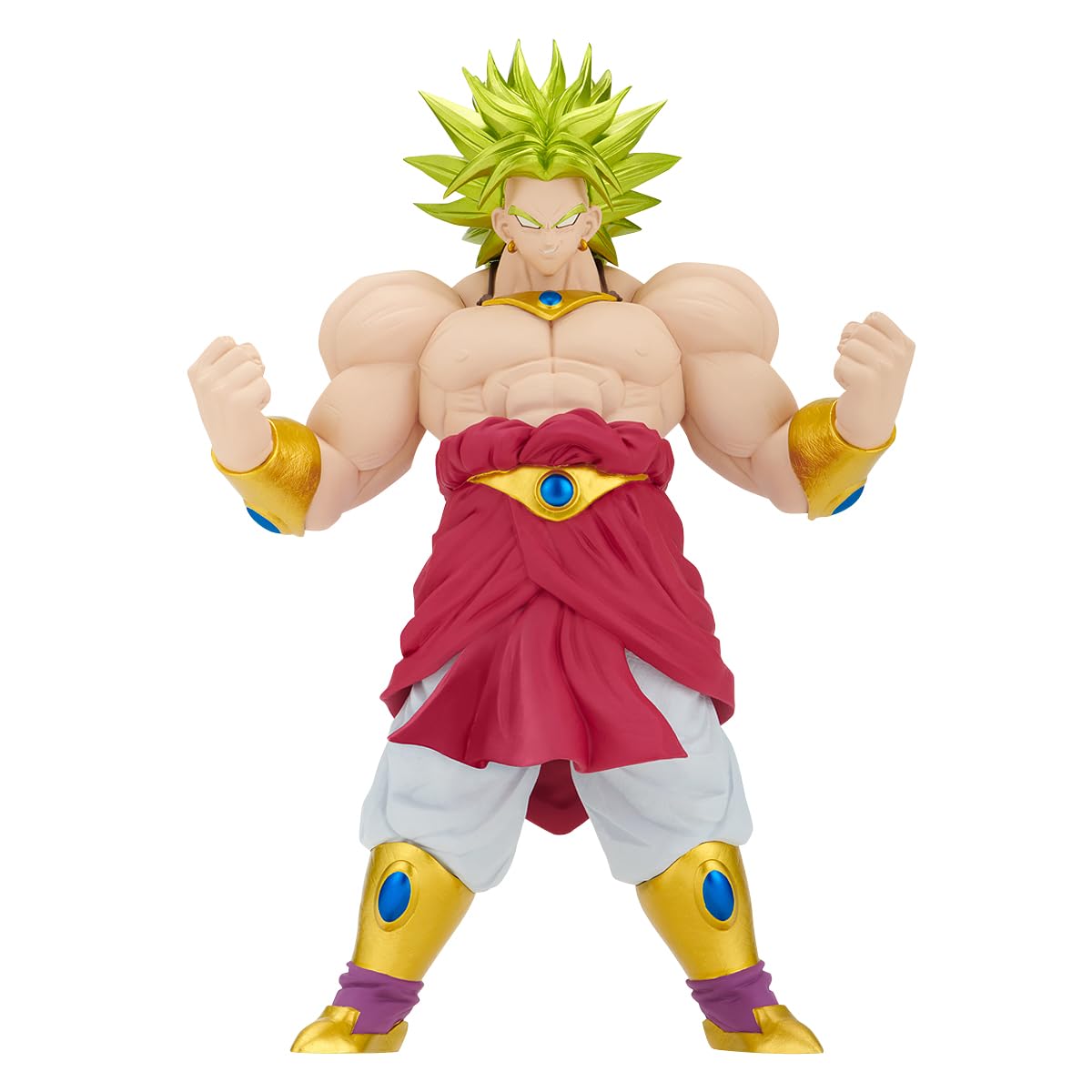 Broly Super Saiyan de face, poings serrés, sur fond blanc