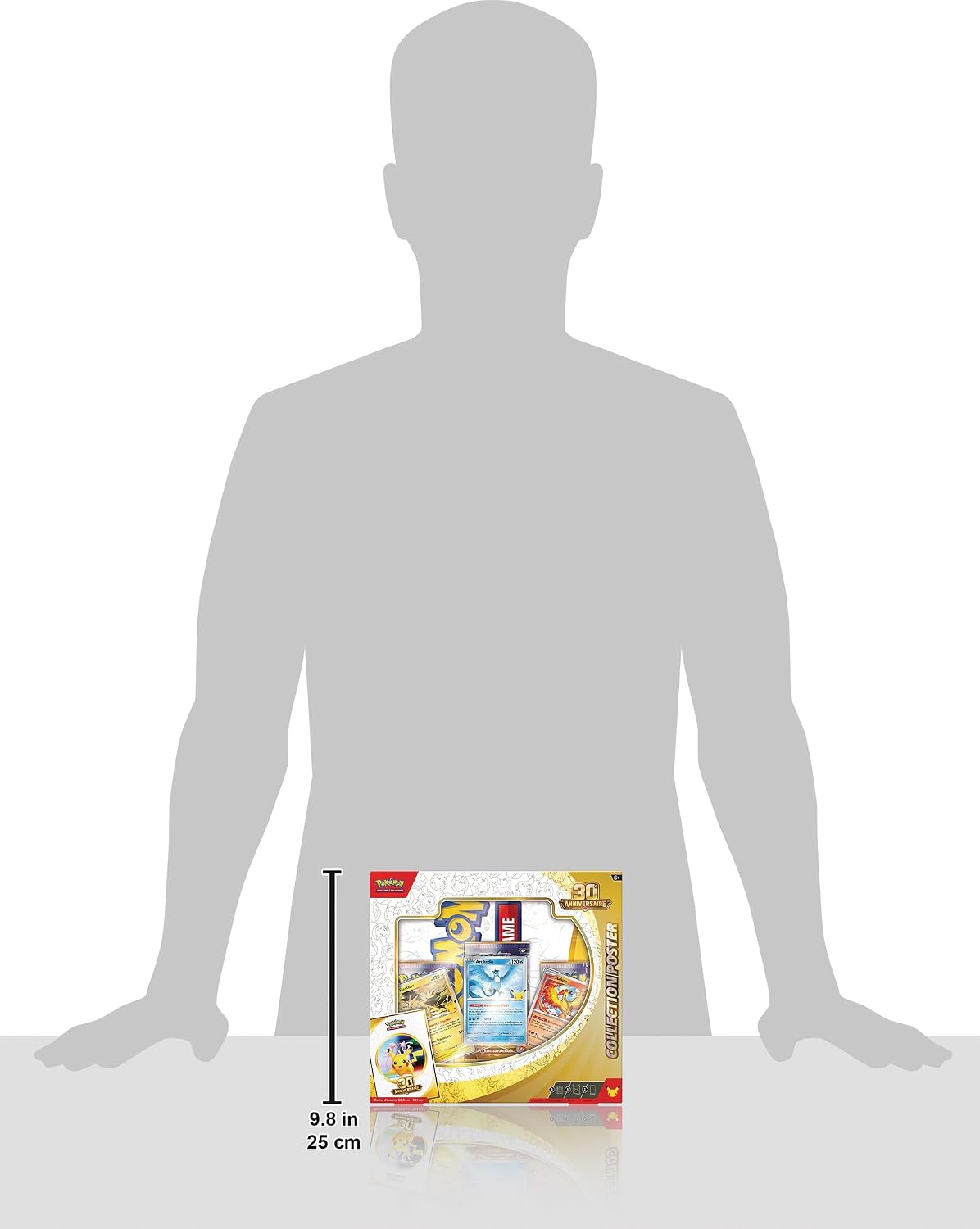 Silhouette humaine pour léchelle : la boîte mesure environ 25 cm de haut