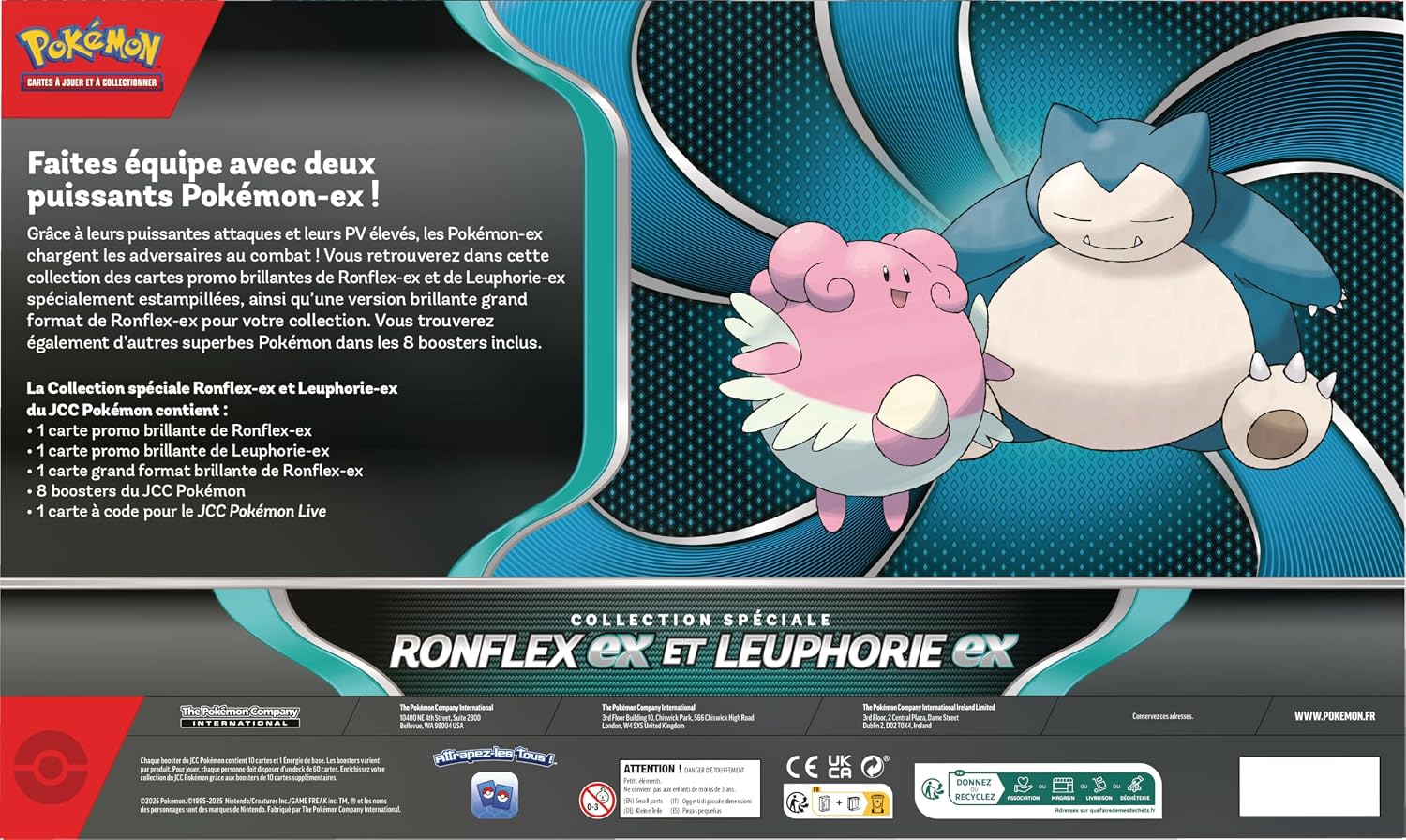 Dos de la boîte : Leuphorie et Ronflex, présentation et contenu en français