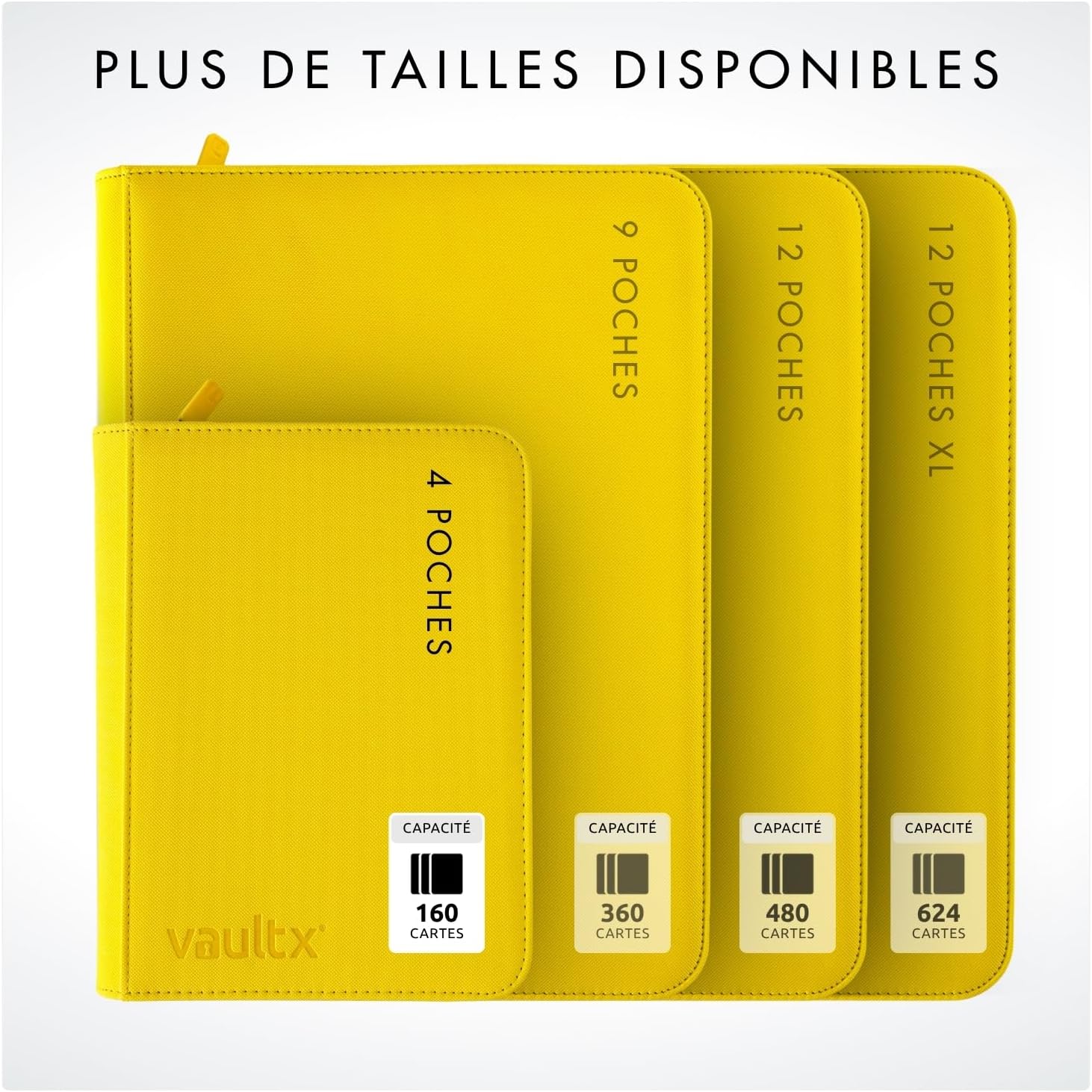 Les tailles de classeurs Vault X : 4, 9, 12 et 12 XL pochettes