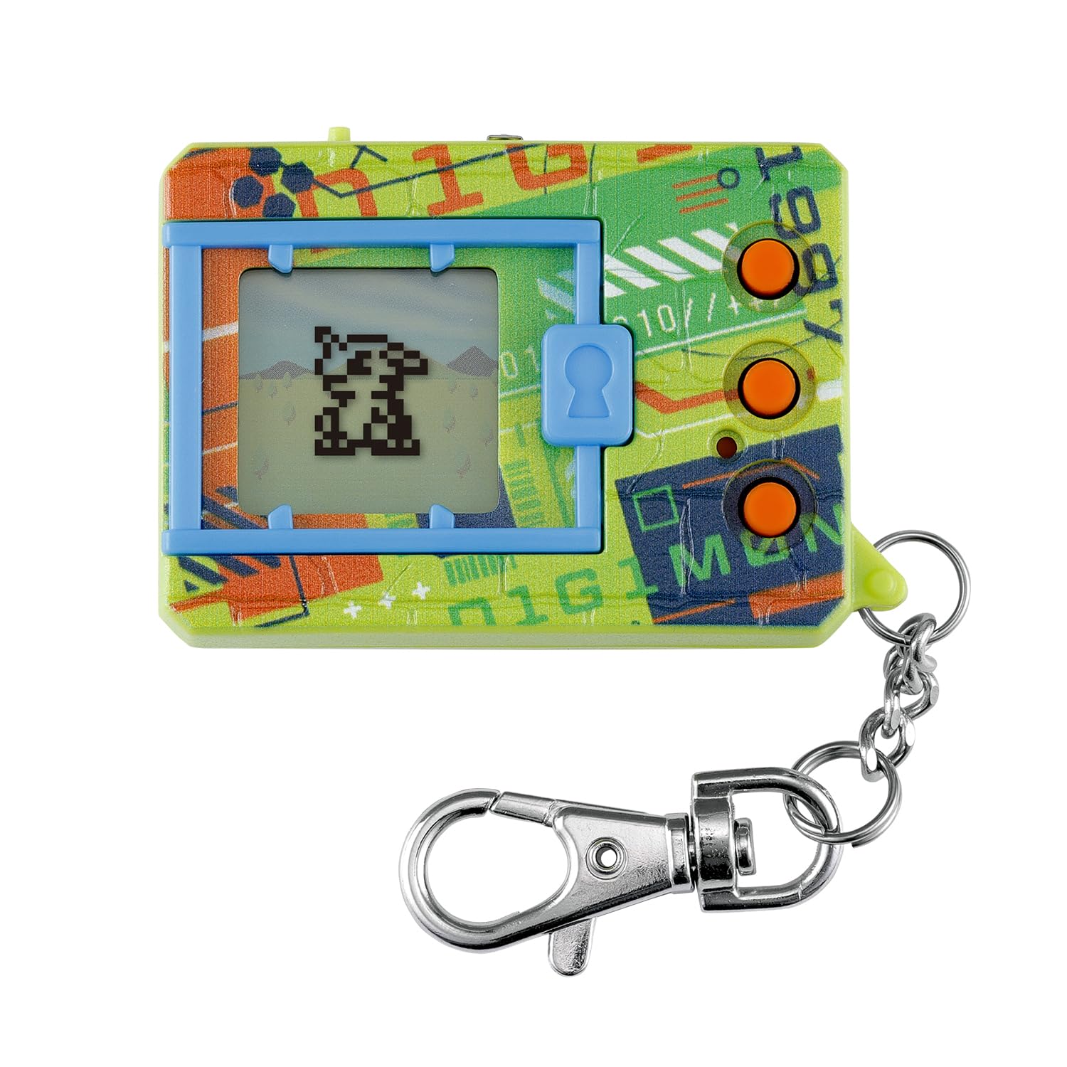 Digimon Original Digital Camouflage vu de face, coque verte à motif camouflage et mousqueton