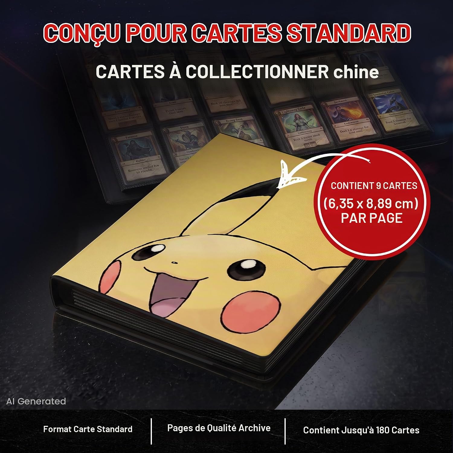 Classeur Pikachu Ultra Pro pour cartes standard de 6,35 x 8,89 cm