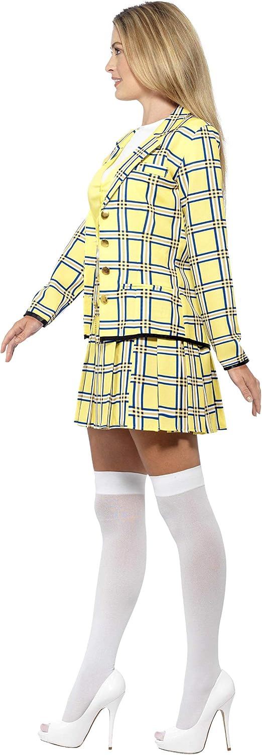 Le même costume vu de profil, porté avec des escarpins blancs non fournis