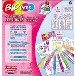 Dos de lancienne boîte marquée 4+ : 8 Blopens, 6 pochoirs et une notice