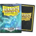 Boîte Dragon Shield Matte Clear à côté dune carte protégée par une sleeve