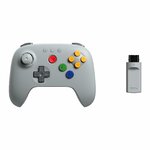 Manette 8BitDo 64 grise et son récepteur 2,4 GHz pour Nintendo 64