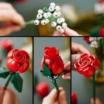 Détails du montage : gypsophile et roses LEGO à différents stades douverture