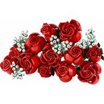 Les 12 roses LEGO et leurs brins de gypsophile posés à plat