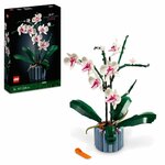 Boîte du LEGO Botanicals 10311 LOrchidée et lorchidée montée dans son pot bleu