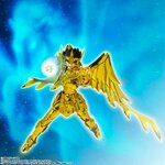 Visuel promotionnel de Seiya en armure du Sagittaire sur fond cosmique bleu