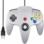Manette N64 USB miadore grise vue de face, avec son câble USB