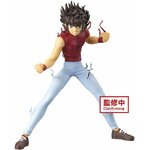 Figurine Banpresto de Seiya de Pégase en tenue civile, t-shirt rouge et jean, en garde