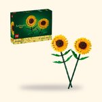 LEGO Botanicals 40524 Tournesols, boîte et deux fleurs montées sur fond crème