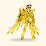 Figurine Myth Cloth EX de Seiya en armure d'or du Sagittaire sur fond crème