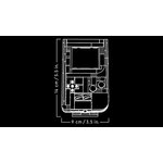 Schéma des dimensions de la Game Boy LEGO : 14 cm de haut et 9 cm de large