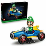 Boîte du set LEGO Mario Kart 72050 à côté du kart Proto 8 monté avec Luigi au volant