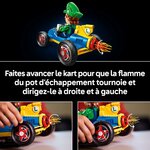 Visuel du kart qui avance, flamme déchappement qui tourne et roues qui braquent, avec deux gros plans