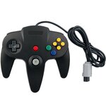Manette N64 filaire OSTENT noire avec son câble et sa prise grise