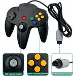 Détails de la manette OSTENT : stick 360 degrés, boutons C et prise Nintendo 64