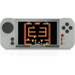 Console Evercade EXP-R grise vue de face, avec Bubble Bobble à lécran
