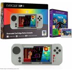 Visuel de lEvercade EXP-R : boîte, boîtier Taito Arcade 1, cartouche et console vue de face