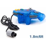 Manette miadore bleue translucide et son câble de 1,8 m