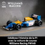 Williams FW14B LEGO posée sur une étagère devant un mur gris