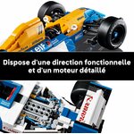 Gros plans sur le train avant et sur le moteur de la Williams FW14B LEGO