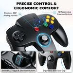 Visuel de la manette miadore : stick 360 degrés, gâchette Z et prise en main en M