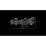Schéma des dimensions de la Ferrari sur son présentoir : 32 cm de long, 13 cm de haut