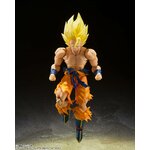 Goku de face, suspendu en lair, poings serrés, sur fond sombre