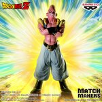 Visuel Banpresto : Majin Buu devant une aura jaune, avec le nom de la figurine