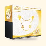 Coffret Dresseur d'élite Pokémon 30e Anniversaire, silhouette dorée de Pikachu, sur fond crème